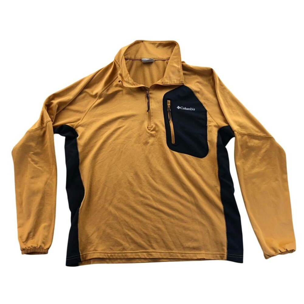 Columbia Men Sweatshirt Large Long Sleeve Quarter Zip Pullover Yellow Activewear
